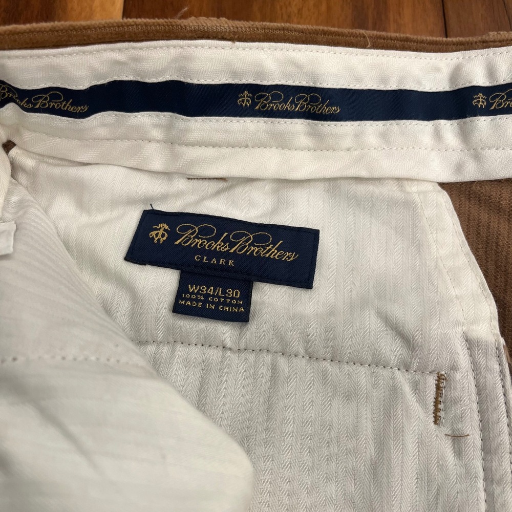Brooks Brothers‎ Clark Corduroy Pants Mens 34x30 Brown Straight Leg - Picture 3 of 8
